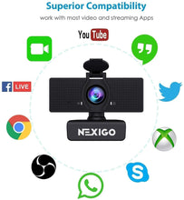 Load image into Gallery viewer, 1080P Web Camera, HD Webcam with Microphone &amp; Zoom Backgrounds