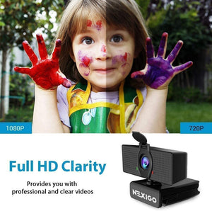 1080P Web Camera, HD Webcam with Microphone & Zoom Backgrounds
