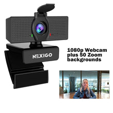 Load image into Gallery viewer, 1080P Web Camera, HD Webcam with Microphone &amp; Zoom Backgrounds