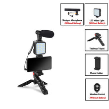 Load image into Gallery viewer, Condenser Microphone With Tripod LED Fill Light For Professional Photo Video Camera Phone For Interview Live Recording YouTube