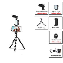 Load image into Gallery viewer, Condenser Microphone With Tripod LED Fill Light For Professional Photo Video Camera Phone For Interview Live Recording YouTube