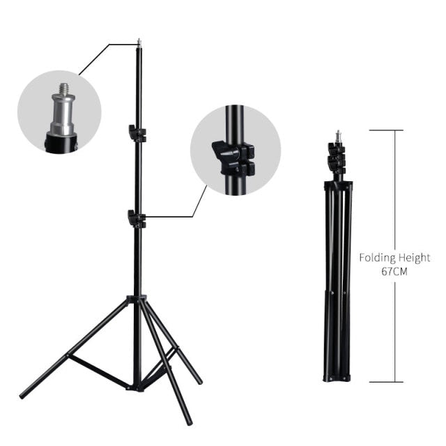 Tripod for Phone Mobilephone Selfie Stick Adjustable Light Stand 1/4 Screw Head For Photo Studio Flashes Photographic Softbox